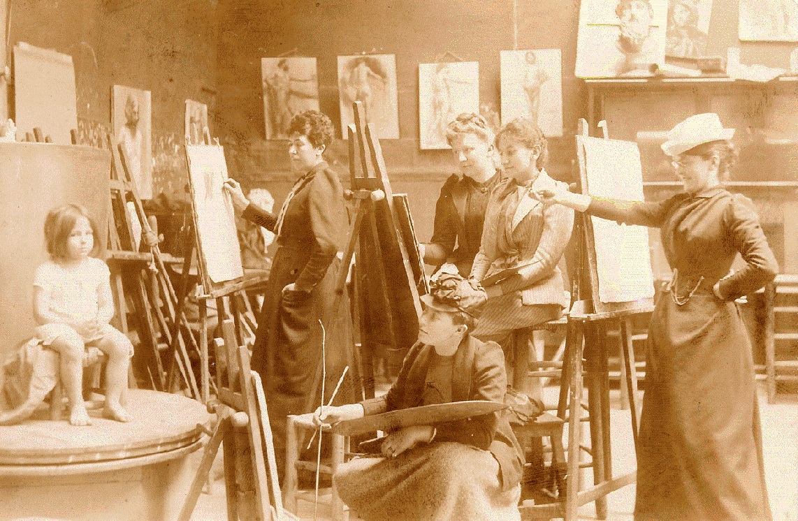 Académie Colarossi (re. Ida Gerhardi), Paris, um 1896; Foto: Privatbesitz